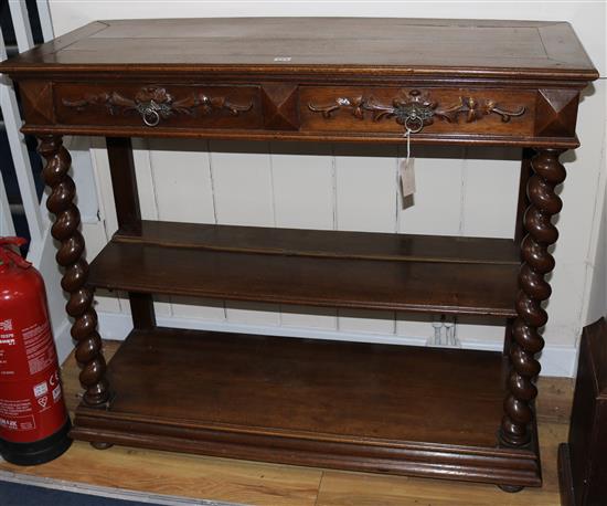 A late 19th century French oak buffet, W.116cm